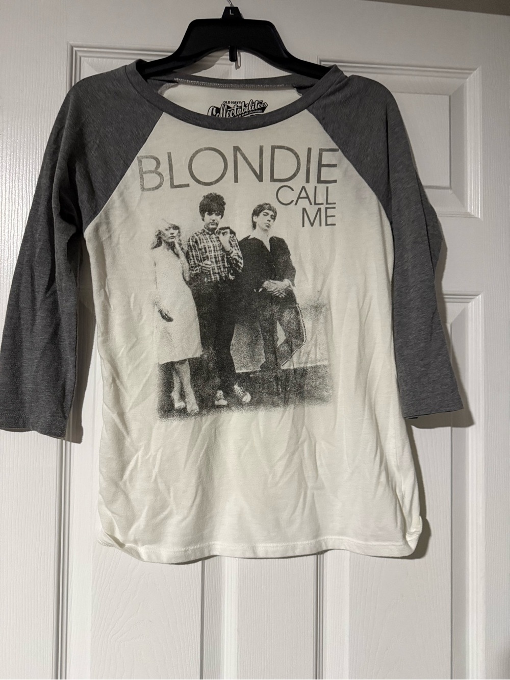 Old Navy Blondie 'Call Me' Raglan Tee - White & Gray